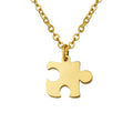 Tiny Puzzle Piece Couple Necklace - Anniversary Gift - Stainless Steel Jewelry for Women