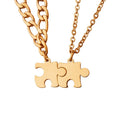 Tiny Puzzle Piece Couple Necklace Set - Anniversary Gift for Boyfriend and Best Friend - Stainless Steel Jewelry with Gift Box