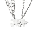 Tiny Puzzle Piece Couple Necklace Set - Anniversary Gift for Boyfriend & Best Friends - Stainless Steel Jewelry with Gift Box