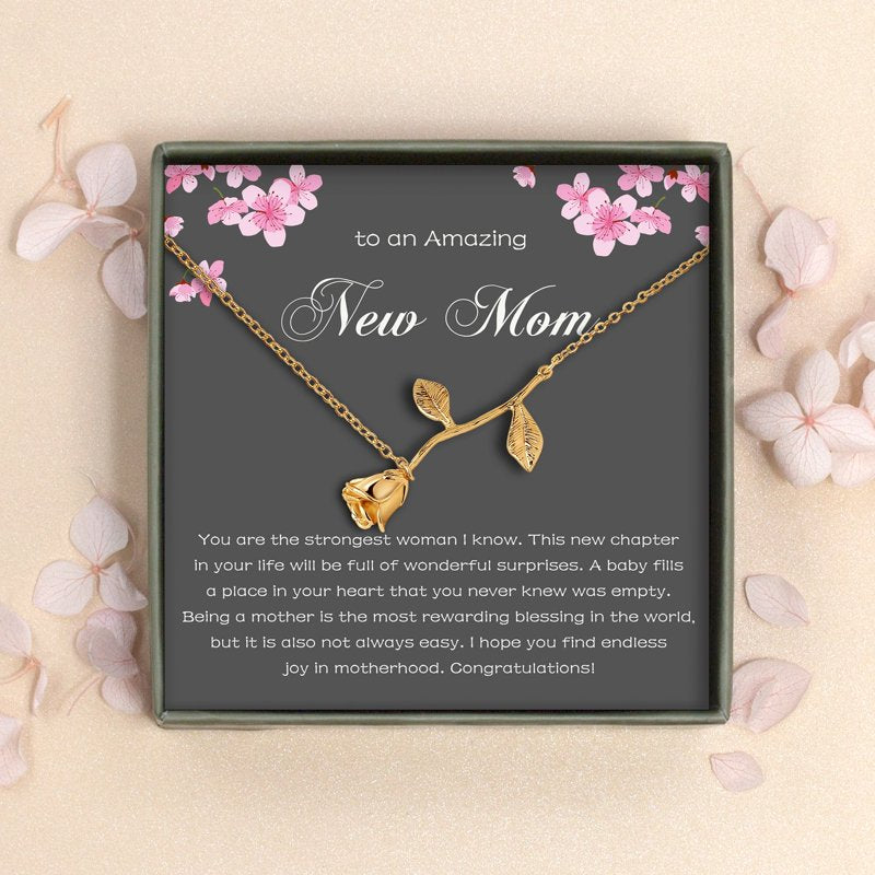 Mother's Day Rose Bracelet Gift for New Mom - Gold, Silver, Rose Gold