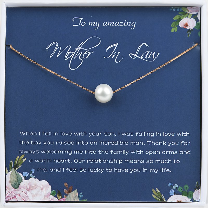Elegant Pearl Necklace for Mother-in-Law Gift - White, Pink, Gold, Silver Options