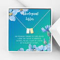 Unbiological Sister Gift Necklace - Soul Sister Card Jewelry for Best Friend, Silver & Gold Double Cube