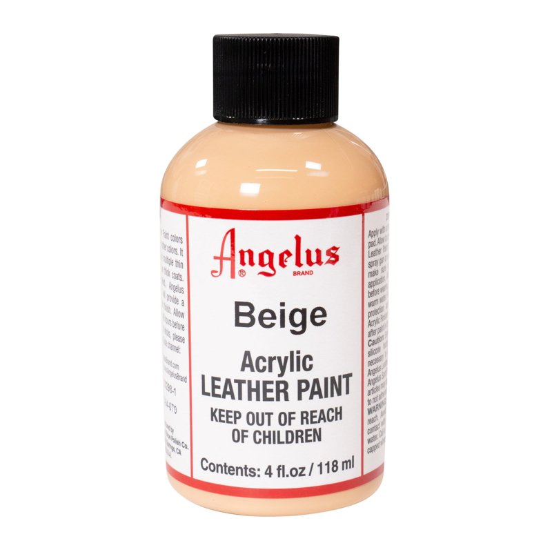 Angelus Acrylic Leather Paint 4oz Beige - Flexible, Water-Based for Shoes & Upholstery