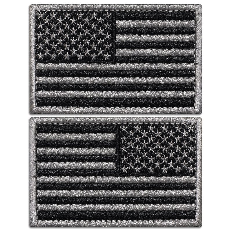 Military Tactical USA Flag Patches 2 Pack - Embroidered Uniform Emblems for Hats & Gear