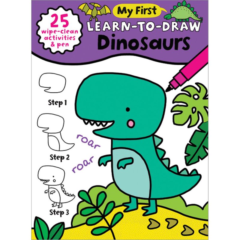Learn-to-Draw Dinosaur Workbook for Kids - Reusable Wipe Clean Activities & Marker