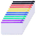 A6 Waterproof Zipper Binder Pockets - Multicolor Organizers for 6-Ring Notebooks, 12 Pack