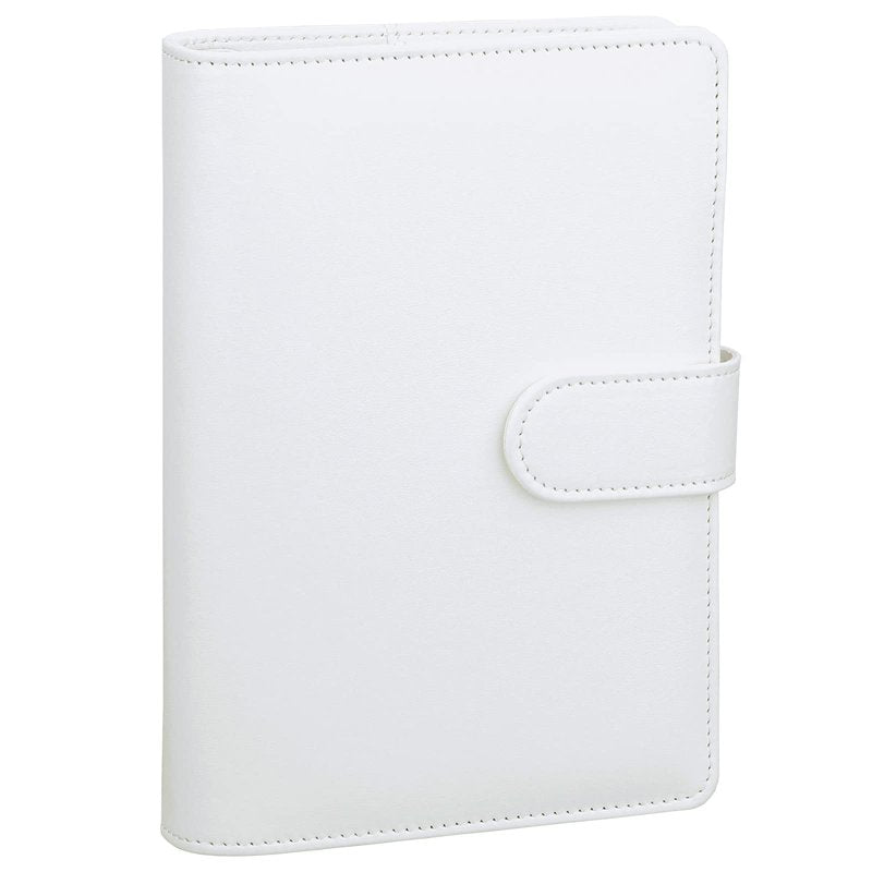 A6 PU Leather Binder Cover with 6 Rings, Refillable Notebook Organizer, White