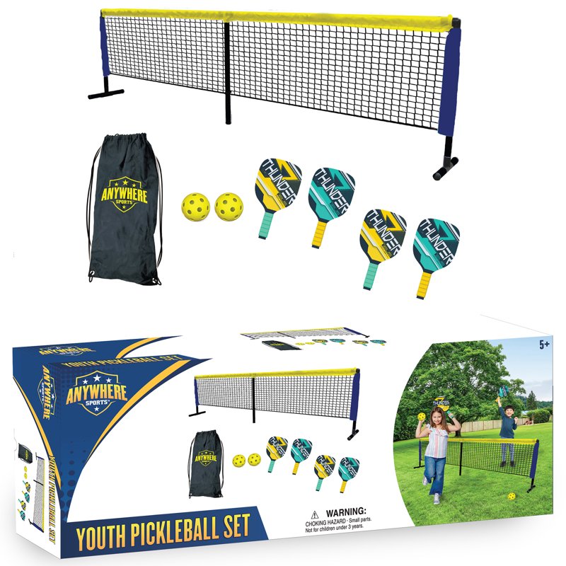 Youth Pickleball Set with 8' Net | 4 Paddles, 2 Balls & Carry Bag
