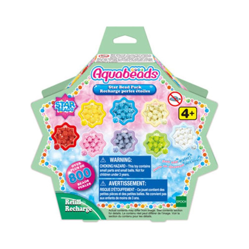 Aquabeads Star Beads Refill Set - Over 800 Colorful Star-Shaped Craft Beads for Kids