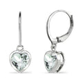 Sterling Silver Heart Bezel-Set Dangle Earrings with Aquamarine Gemstones