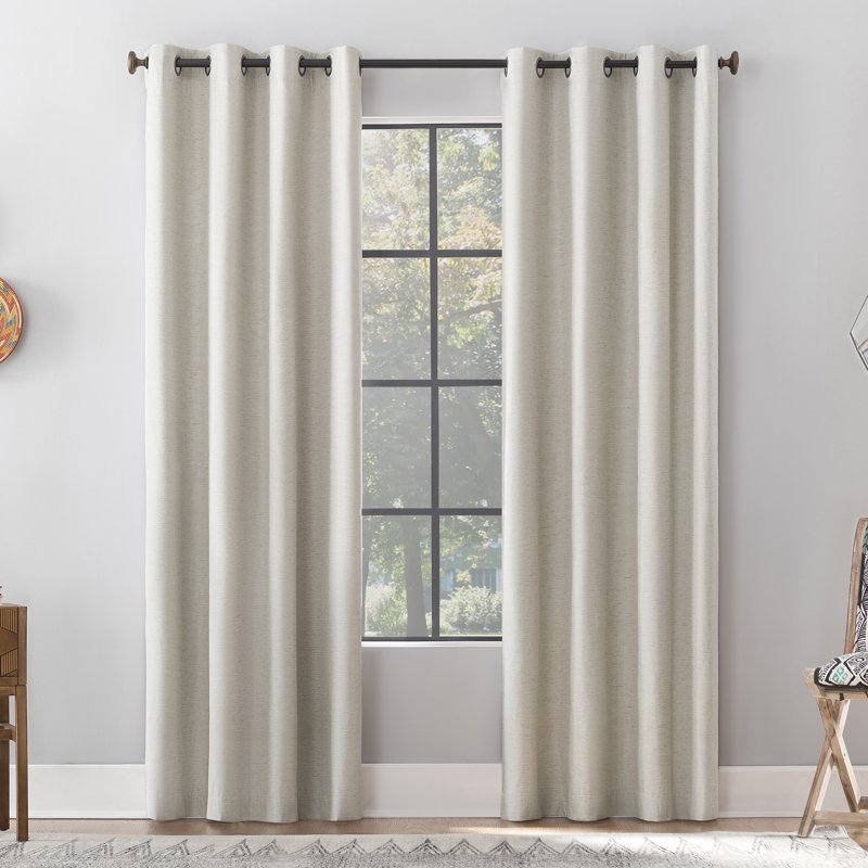 Blackout Linen Blend Grommet Top Curtain Panel - Light-Blocking Home Decor