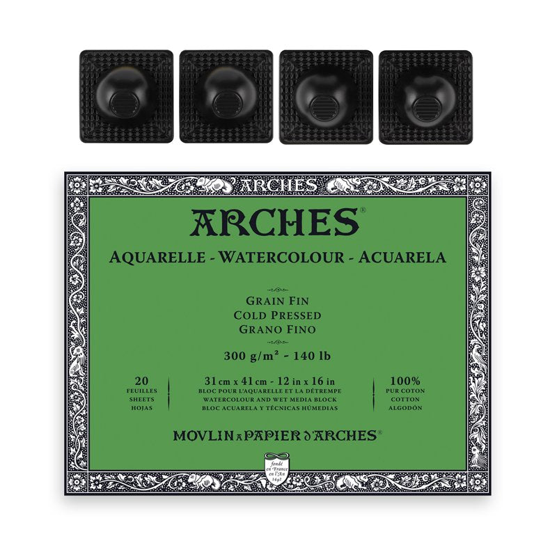 Watercolor Paper Block - Cold Press 140lb - 12x16 & 4 Upsyde Angle Lifts
