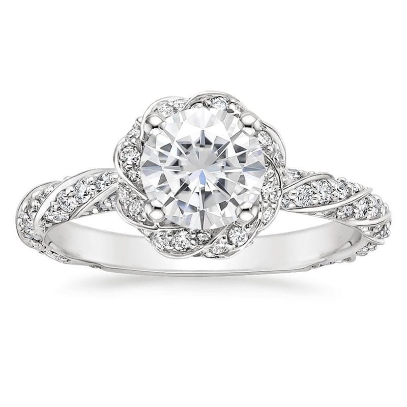 Sterling Silver Engagement Ring with Swarovski Stones & Twisted Halo