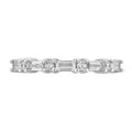Sterling Silver Wedding Ring 1.25 Carat Cubic Zirconia Round & Baguette US Size Variations