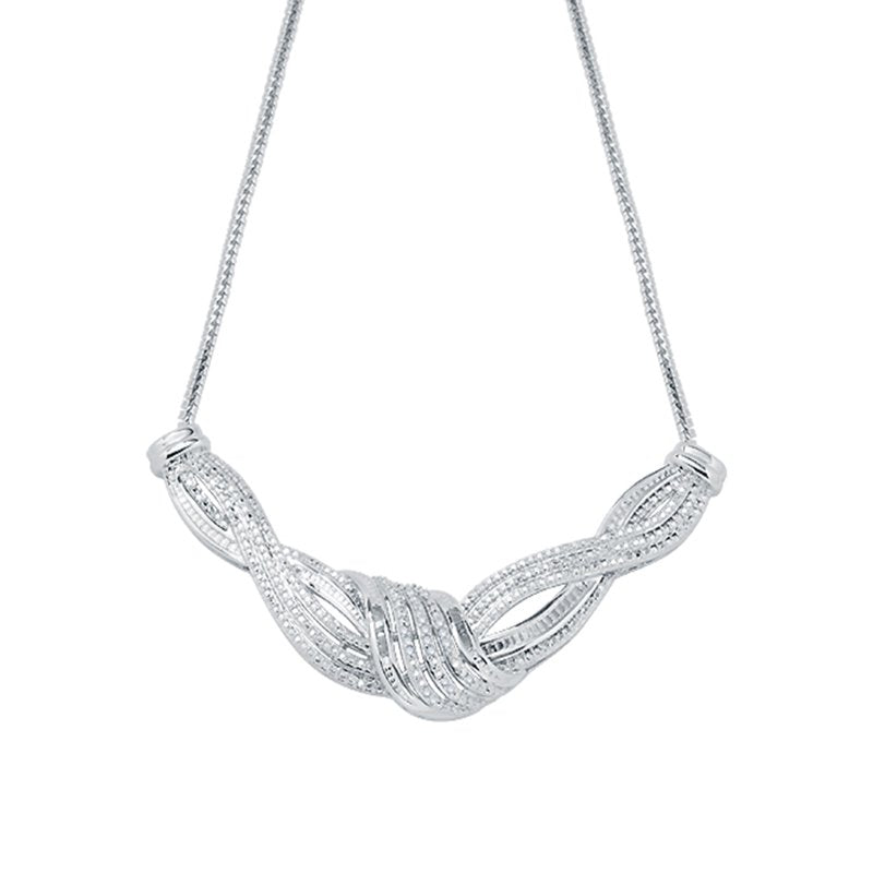 1/2 Ct Diamond Twisted Necklace in Silver Tone over Brass - 18 Inch
