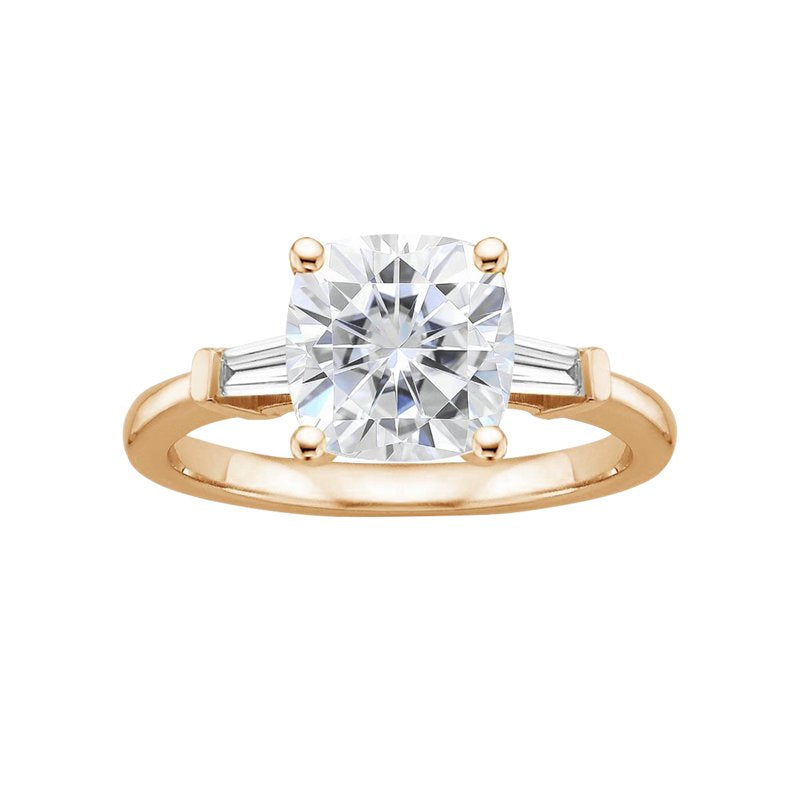Elegant Cushion Cut Swarovski Engagement Ring in Pink Plated Sterling Silver