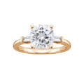 Elegant Cushion Cut Swarovski Engagement Ring in Pink Plated Sterling Silver
