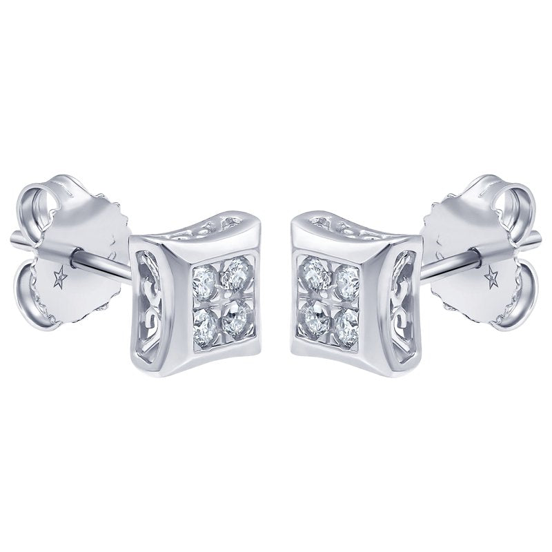 1/4 Carat Lab Grown Diamond Square Women's Stud Earrings in Sterling Silver