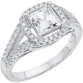 Sterling Silver Engagement Ring with Cubic Zirconia & Swarovski Crystals - 5/8 Carat T.G.W.