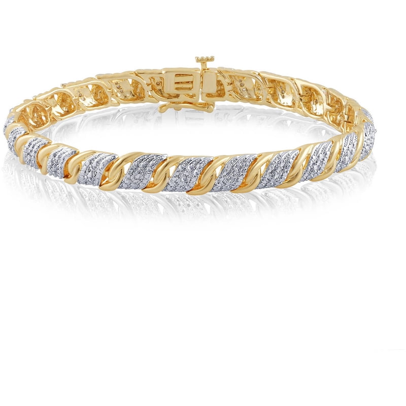 Gold-Plated Diamond Bracelet 1/4 Carat Total Weight for Women