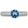 Sterling Silver Women's Ring with Blue Topaz & White Sapphire - Adjustable Sizes