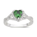 Elegant Emerald and White Sapphire Engagement Ring - Silver Overlay Jewelry for Women