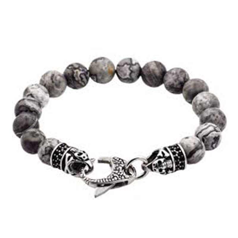 Men's Cubic Zirconia Link Bracelet in Black Leather & Gold Stainless Steel 8 Inch
