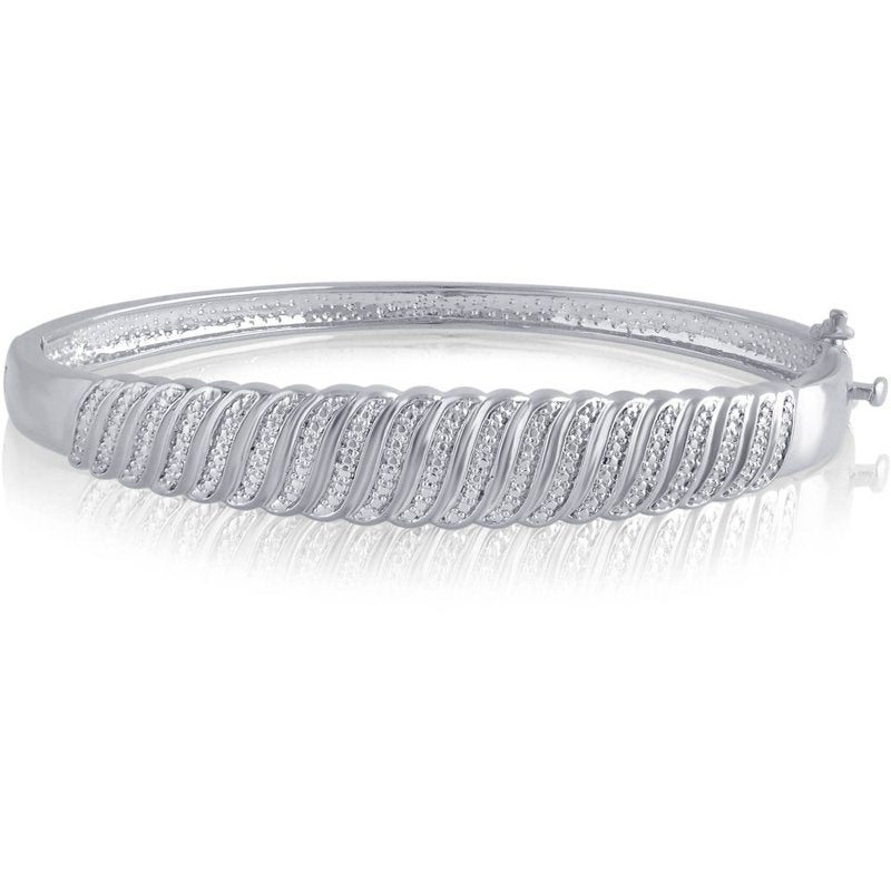 Diamond Accent Silver & Gold Fashion Bangle - Classic S Design Jewelry