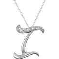 Sterling Silver Initial Pendant Necklace with Diamond Accents - 18 Inch Chain