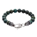 Men's Green Apatite Beaded Bracelet - Stainless Steel 8.5 Inch