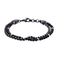 Men's Red Tiger Eye Beaded Bracelet with Black Plated Stainless Steel - 8 Inch