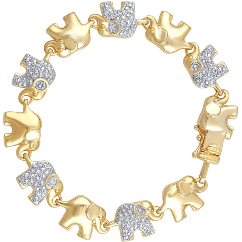 Gold Tone Elephant Bracelet 7.5-inch Bohemian Jewelry Gift