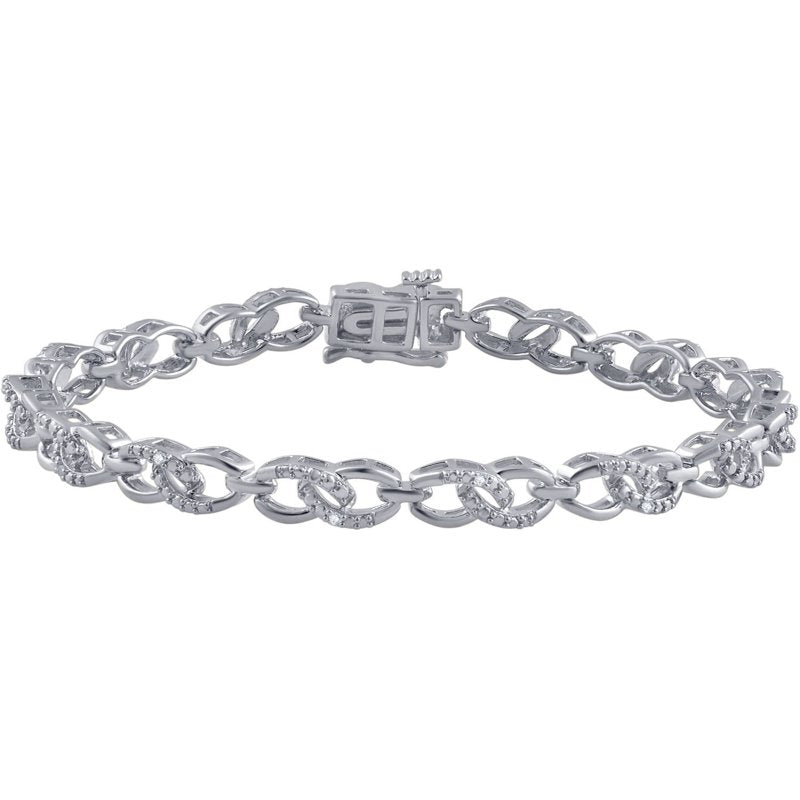Men's Silver Tone Diamond Accent Infinity Bracelet - 7.5 inches