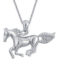 Diamond Accent Horse Pendant Necklace - 14K Gold & Silver Tone Options, 18 Inch Chain