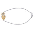 Women's Owl Charm Bracelet with Diamond Accent 7-Inch Two-Tone Brass Jewelry