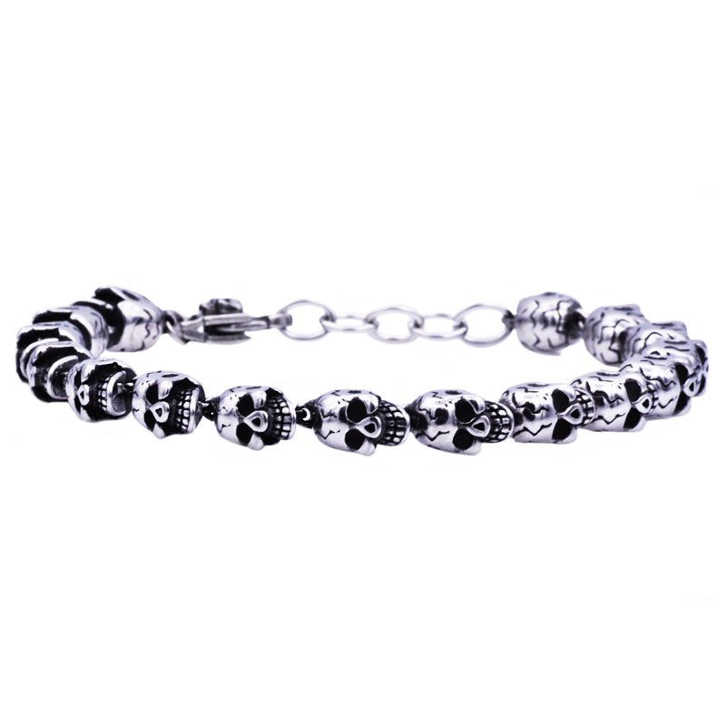 Men's Stainless Steel Skull Chain Bracelet 8.5 Inch Edgy Jewelry