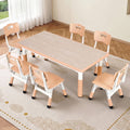 Kids Table and 6 Chairs Set with Height Adjustment and Waterproof Surface