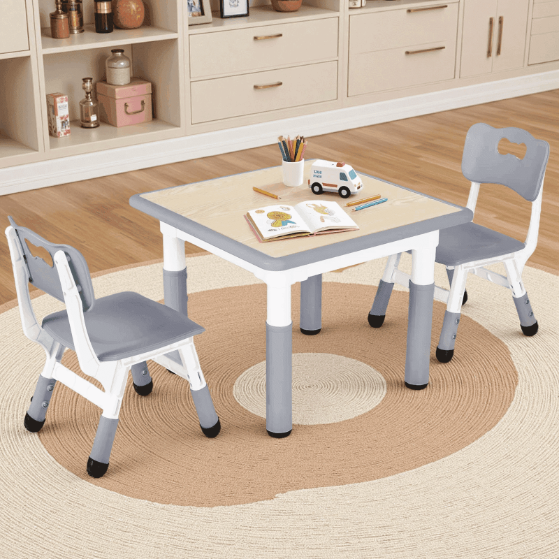 Kids Adjustable Activity Table and Chair Set with Graffiti Desktop - Safe Toddler Furniture for Daycare & Home