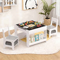 Kids Activity Table & Chairs Set with Storage & Reversible Blackboard