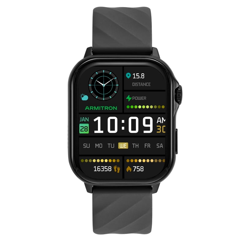 Unisex Smartwatch with Call Function and Gray Silicone Band - Fitness & Water-Resistant