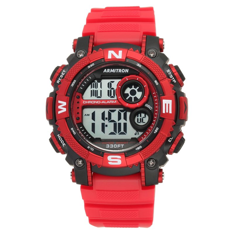 Men's Red Sport Wristwatch with Water-Resistant Silicone Band
