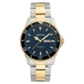 Men's Two-Tone Stainless Steel Dress Watch with Navy Dial and Date