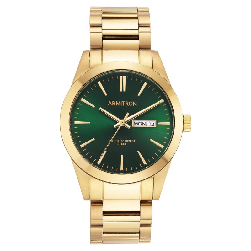 Men's Dress Green Round Watch - Elegant Formal Timepiece