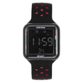 Unisex Sport Square Wristwatch with Silicone Band - Black Red