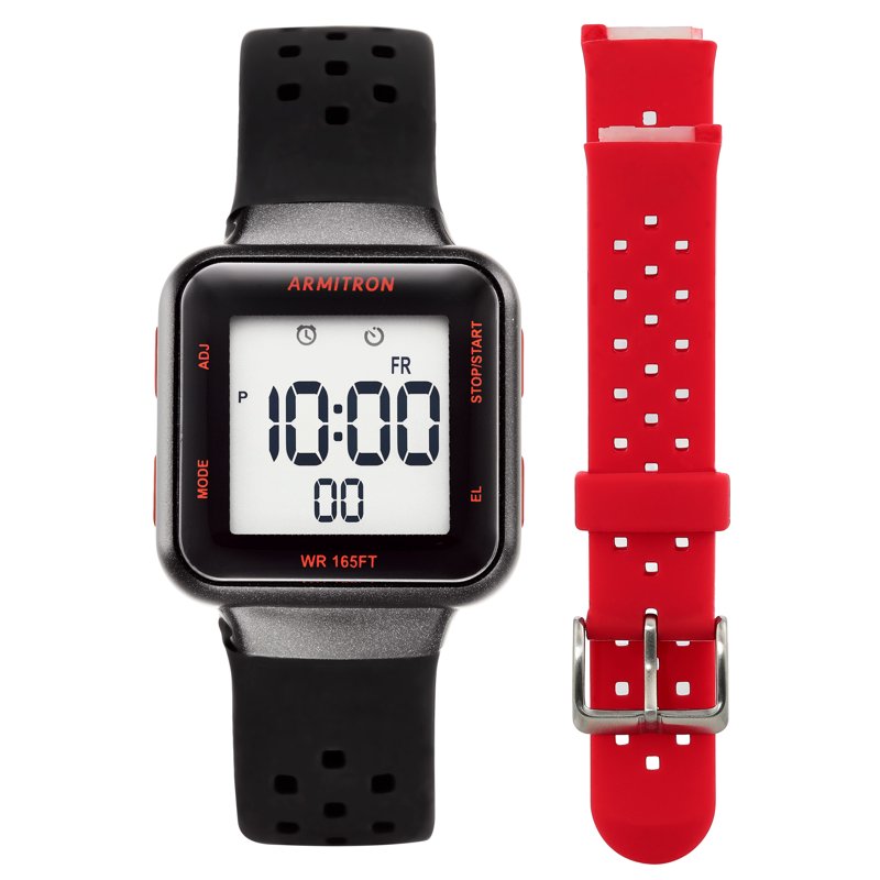 Unisex Sport Wristwatch with Square Dial, Water Resistance & Extra Strap