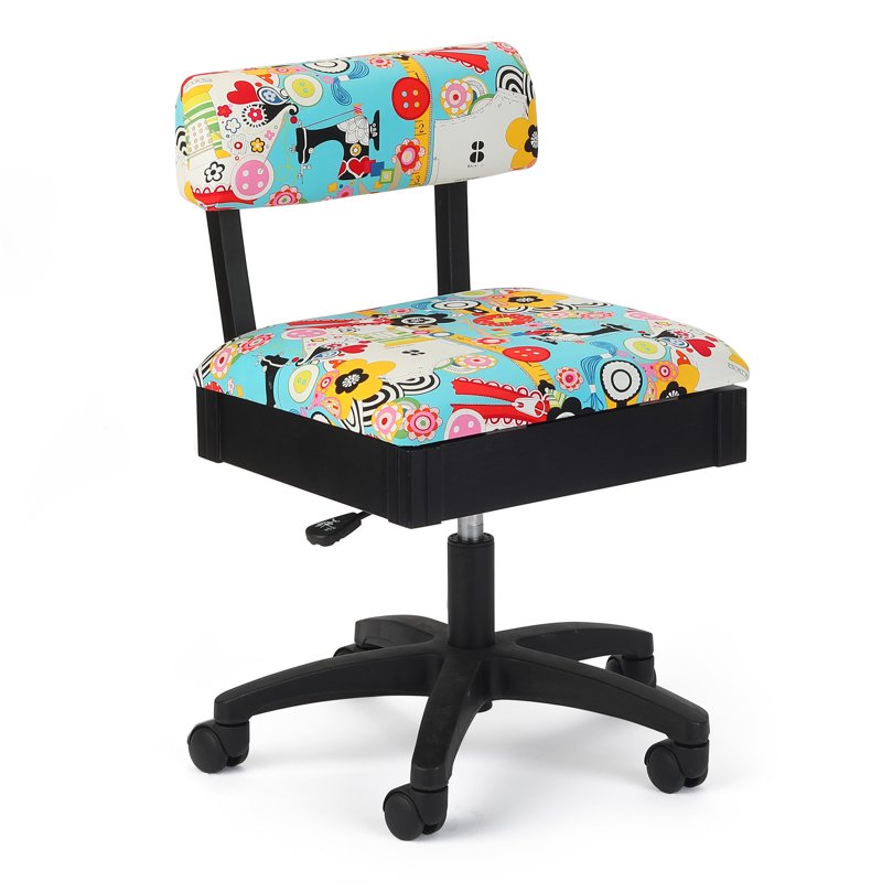 Adjustable Height Swivel Sewing & Craft Chair Multiple Fabric Options