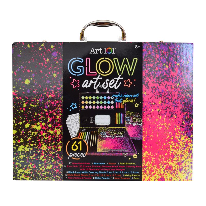 Glow and Neon Art Set with 61 Pieces for Children & Adults - Craft Kit