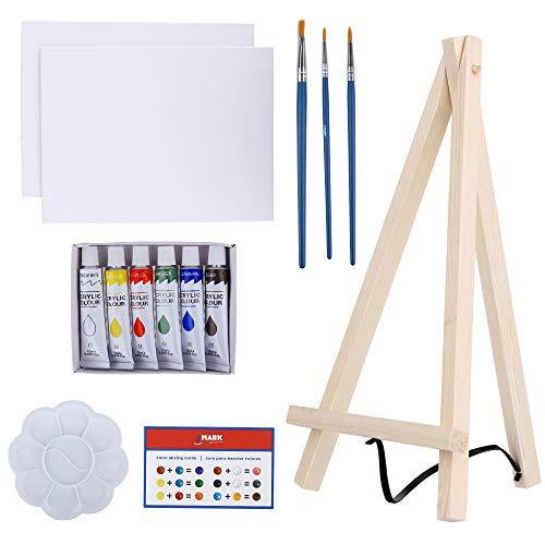 14-Piece Canvas Painting Kit with Easel, Acrylic Paints & Brushes