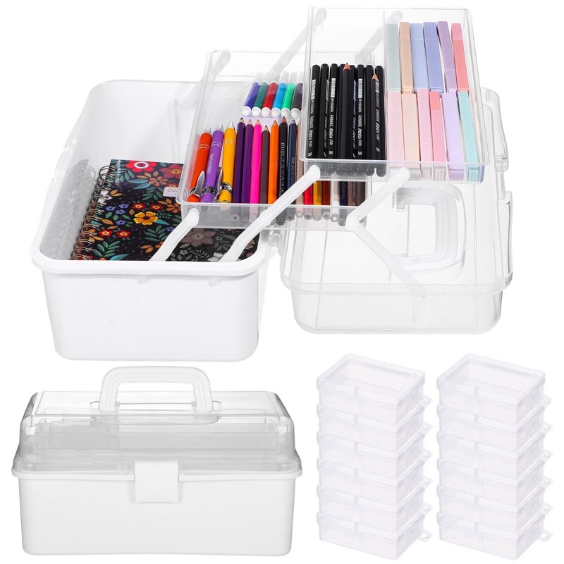 3-Layer Art & Craft Tackle Box with Mini Storage Containers - Portable Organizer