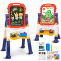 Kids Adjustable Double-Sided Art Easel with Whiteboard & Chalkboard